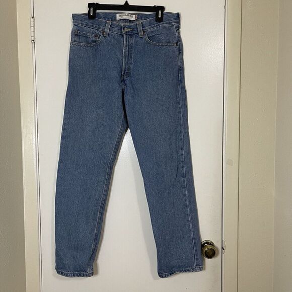 LEVIS 505 medium blue regular fit straight leg denim jeans size 32x 30 - Picture 1 of 7